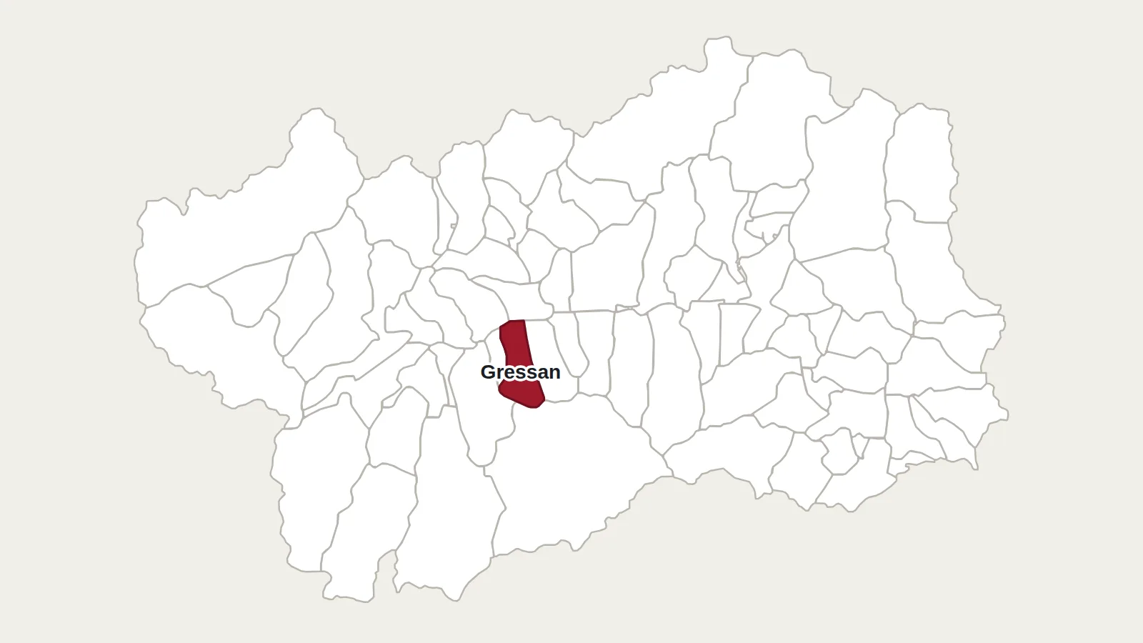 Carte de la Vallée d’Aoste : Gressan